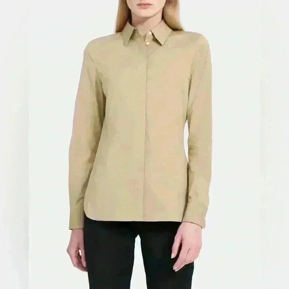 Theory Women’s Fitted Shirt in Stretch Cotton Size Medium - Picture 1 of 15